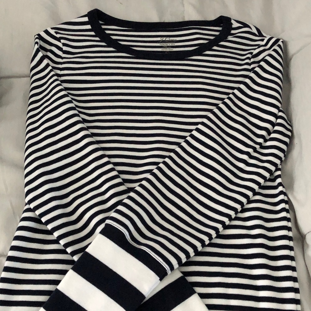 J. Crew Navy and White Striped Knit Top